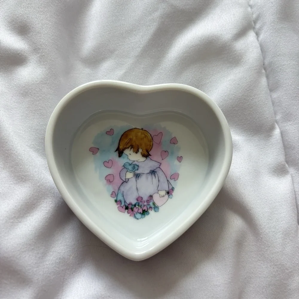 Vintage Enesco Heart Shaped Trinket Box Floral 1990 Y2K Dainty Feminine Romantic